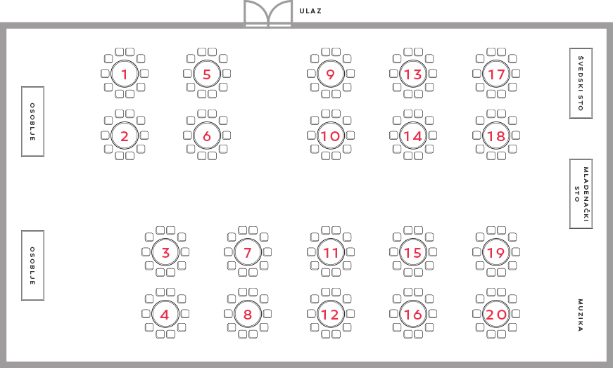 VARIJANTA SEDENJA za 250 OSOBA
