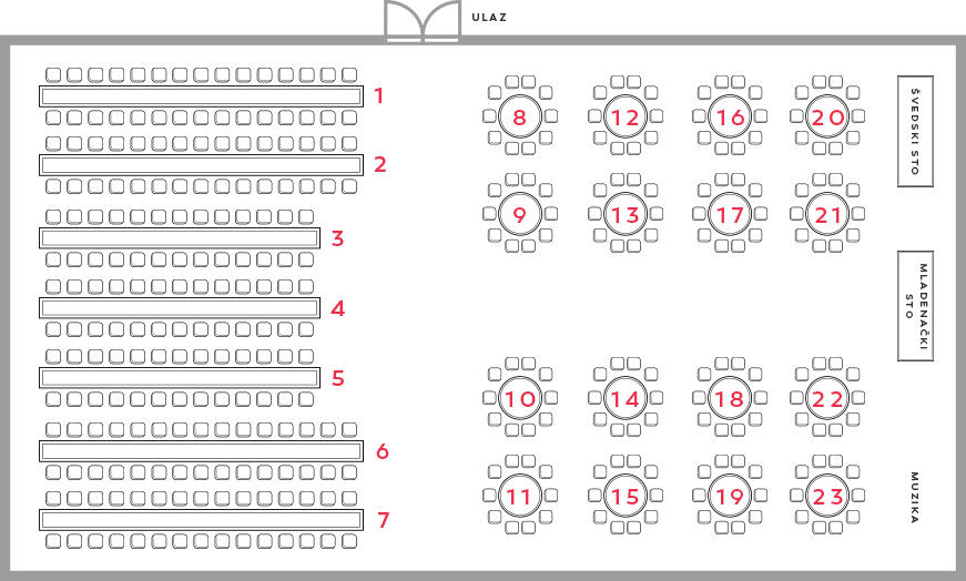 VARIJANTA SEDENJA za 400 OSOBA